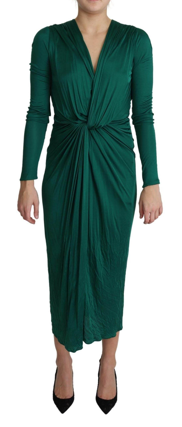 Dolce & Gabbana Green Fitted Silhouette Midi Viscose Dress - Hilstor