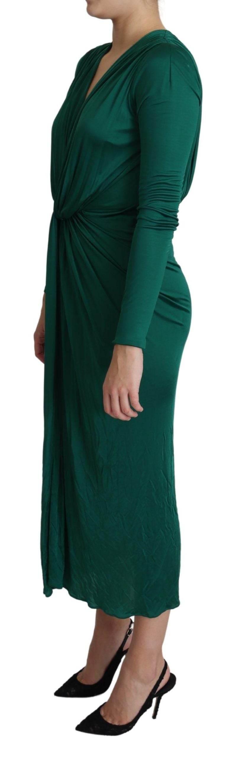 Dolce & Gabbana Green Fitted Silhouette Midi Viscose Dress - Hilstor