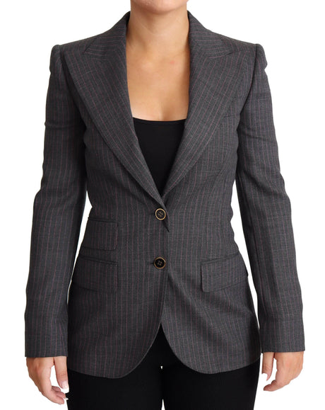 Dolce & Gabbana Gray Single Breasted Fitted Blazer Wool Jacket - Hilstor