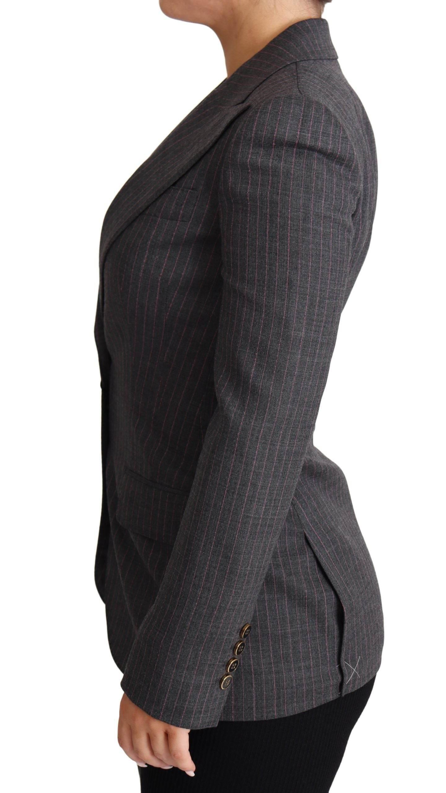 Dolce & Gabbana Gray Single Breasted Fitted Blazer Wool Jacket - Hilstor