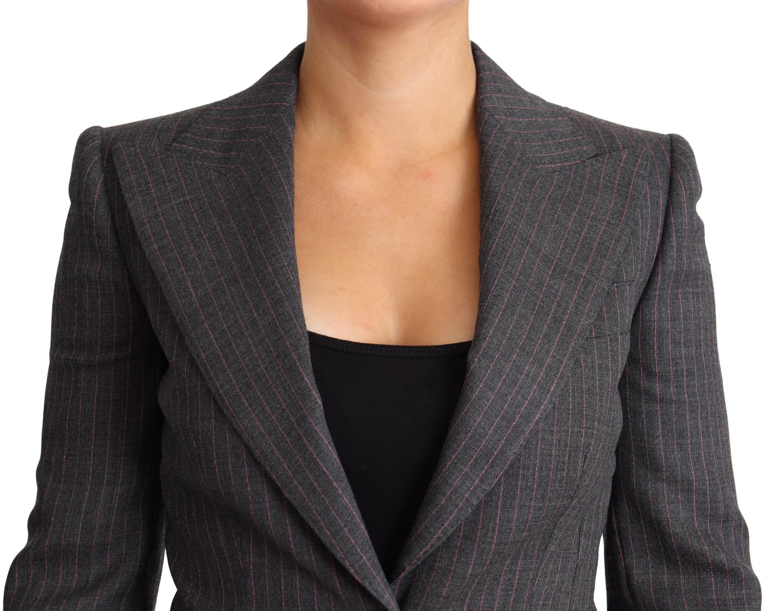 Dolce & Gabbana Gray Single Breasted Fitted Blazer Wool Jacket - Hilstor