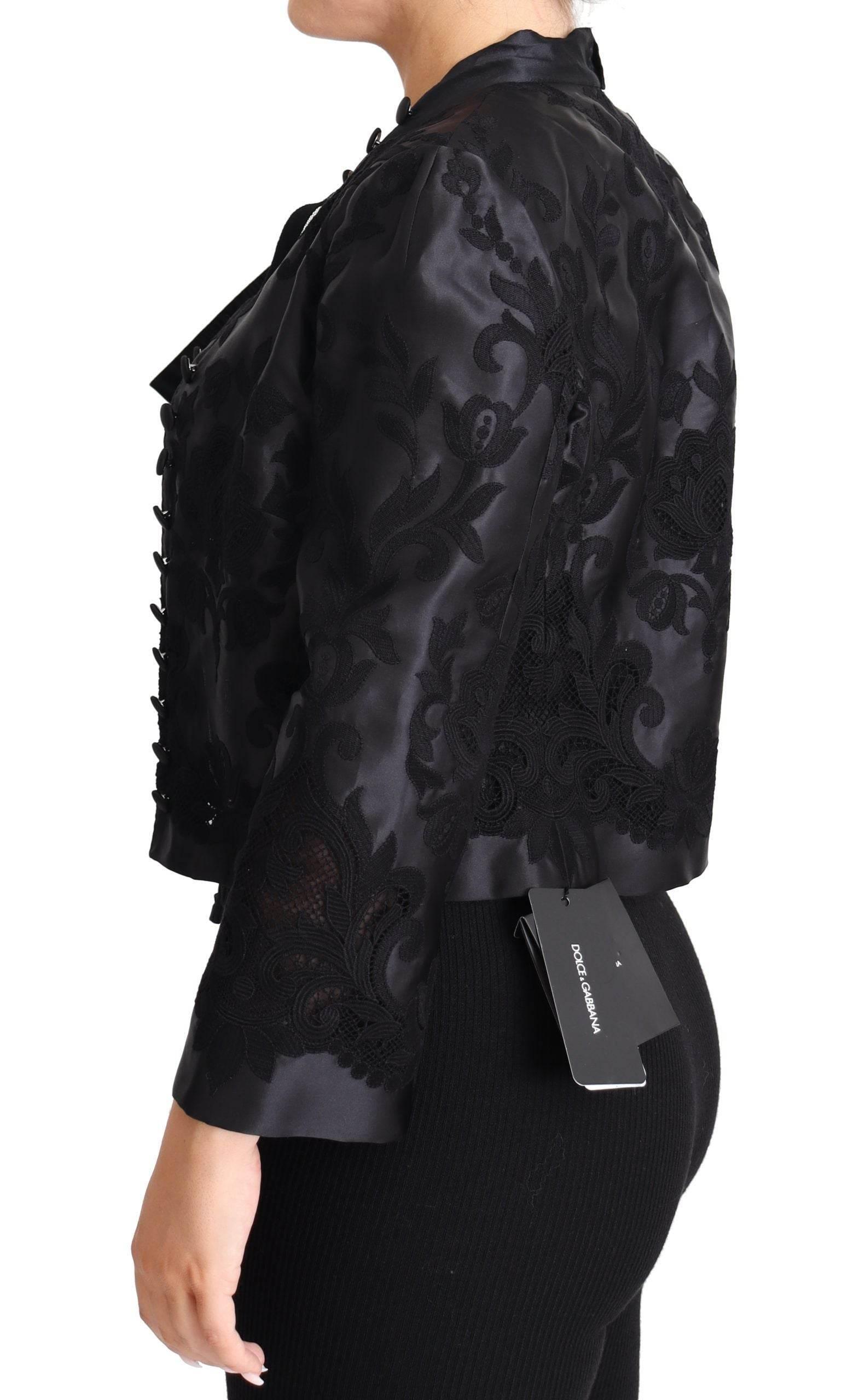 Dolce & Gabbana Black Lace Sheer Corset Organza Silk Jacket - Hilstor