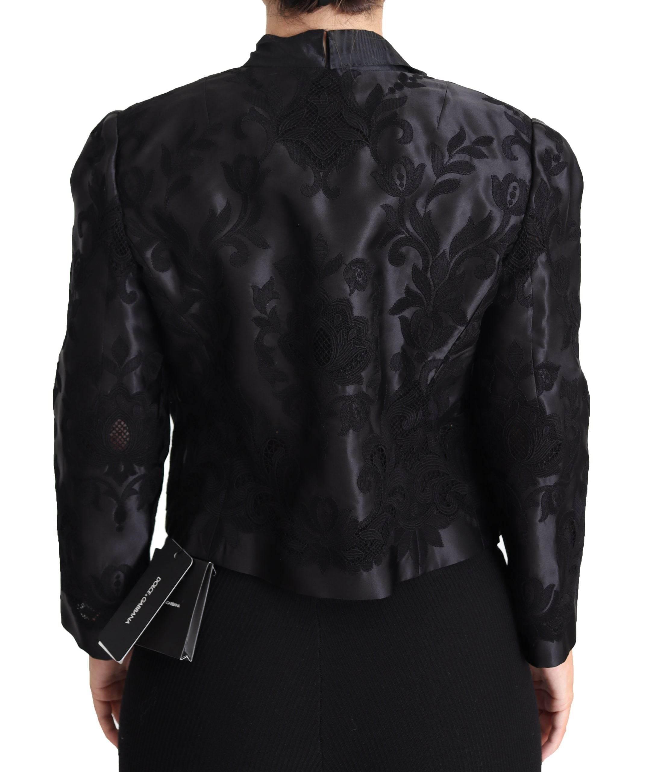 Dolce & Gabbana Black Lace Sheer Corset Organza Silk Jacket - Hilstor