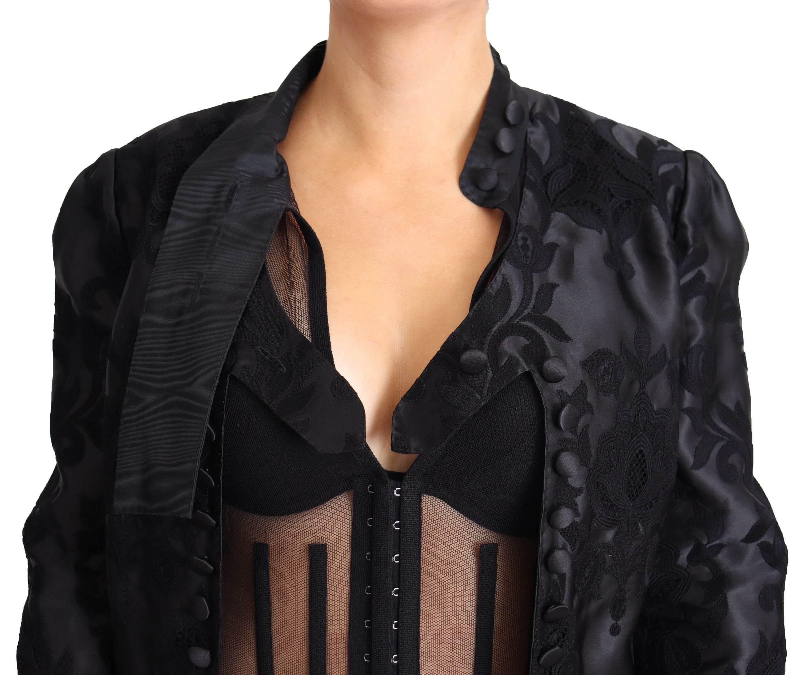 Dolce & Gabbana Black Lace Sheer Corset Organza Silk Jacket - Hilstor