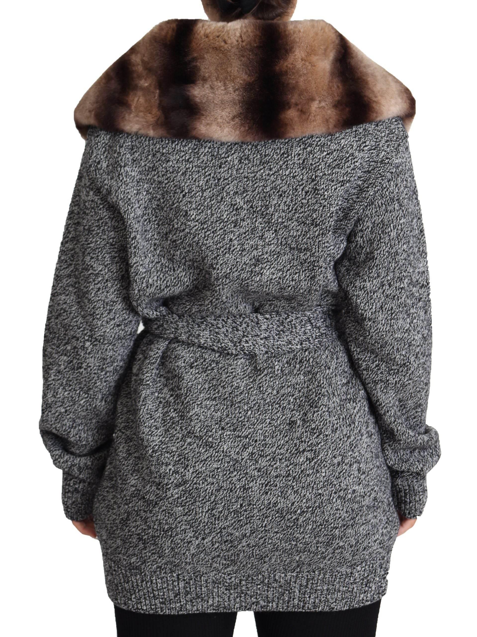 Dolce & Gabbana Gray Cardigan Fur Coat Cashmere Jacket - Hilstor