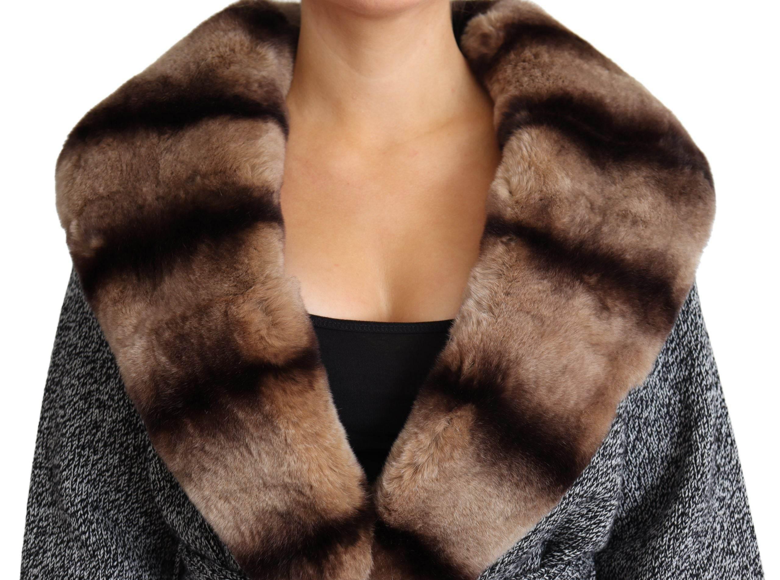 Dolce & Gabbana Gray Cardigan Fur Coat Cashmere Jacket - Hilstor