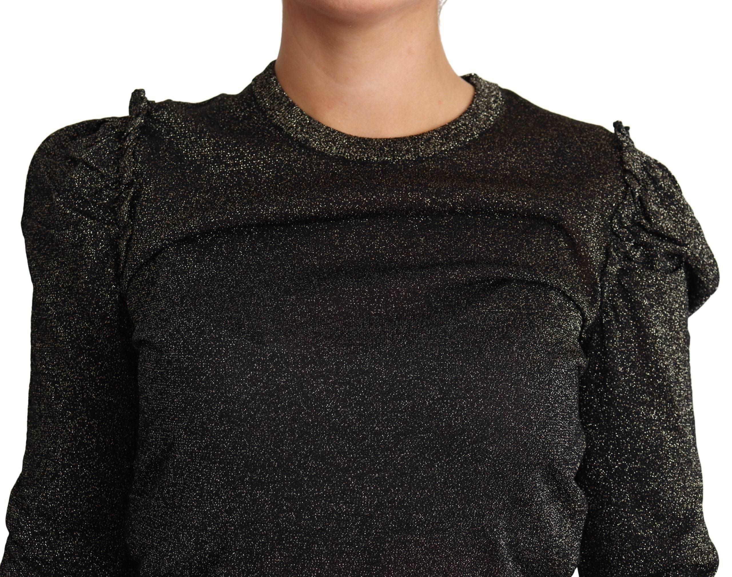Dolce & Gabbana Black Gold Cropped Women Pullover Sweater - Hilstor
