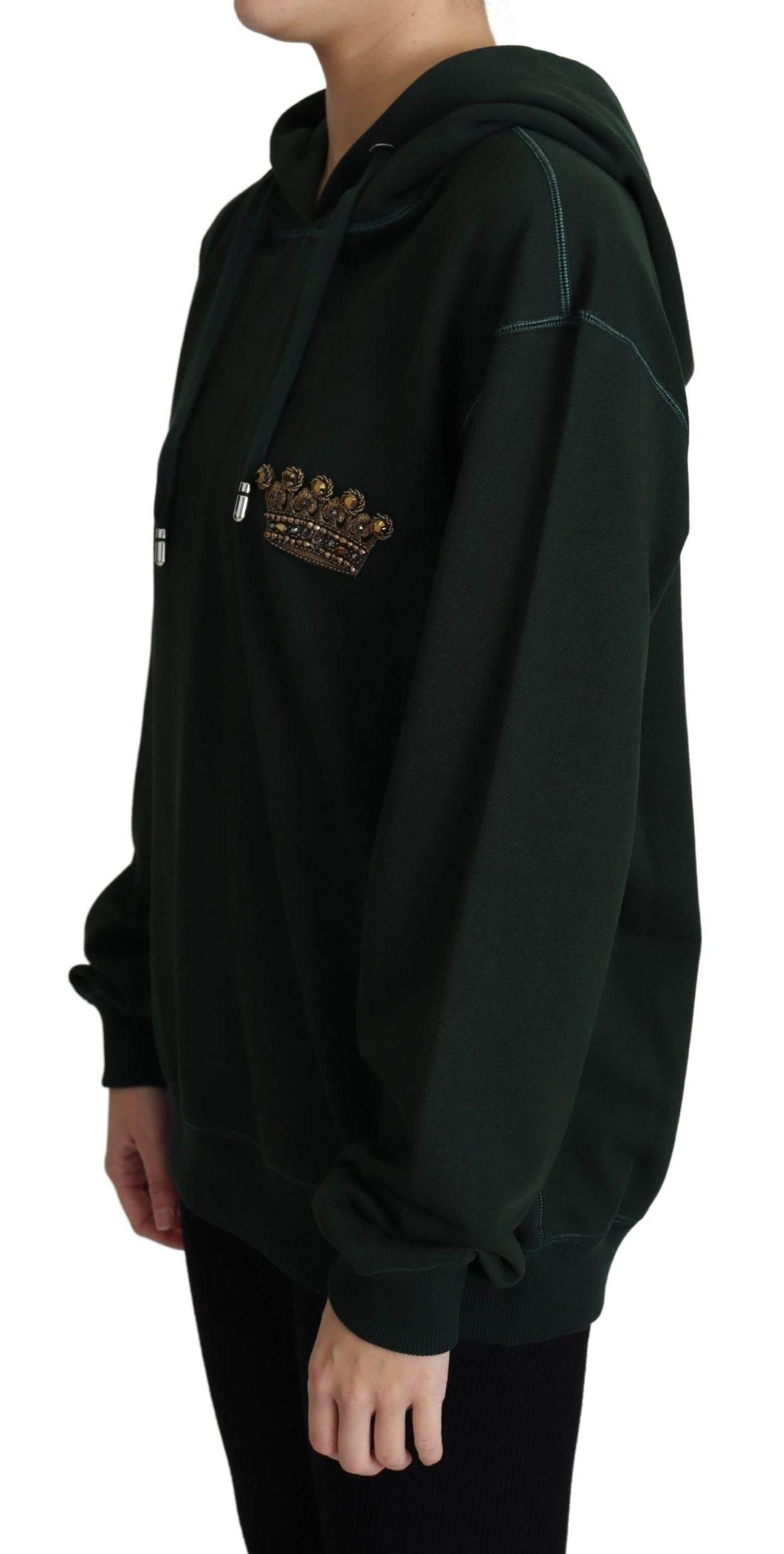 Dolce & Gabbana Dark Green Crown Embroidery Hoodie - Hilstor