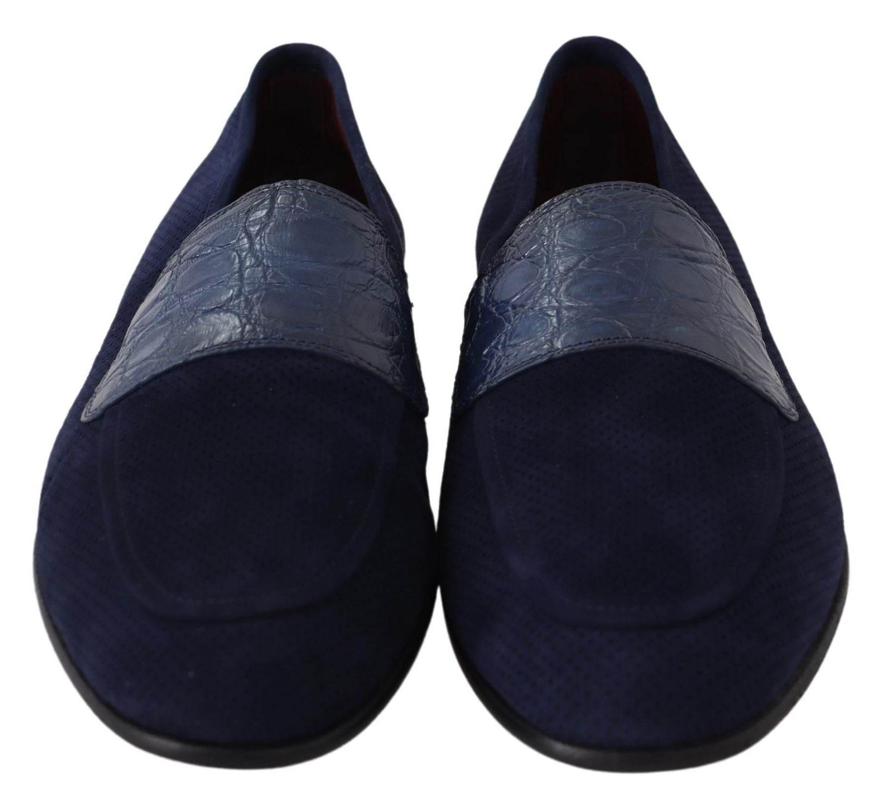 Dolce & Gabbana Elegant Blue Suede Leather Loafers - Hilstor
