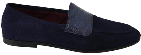 Dolce & Gabbana Elegant Blue Suede Leather Loafers - Hilstor