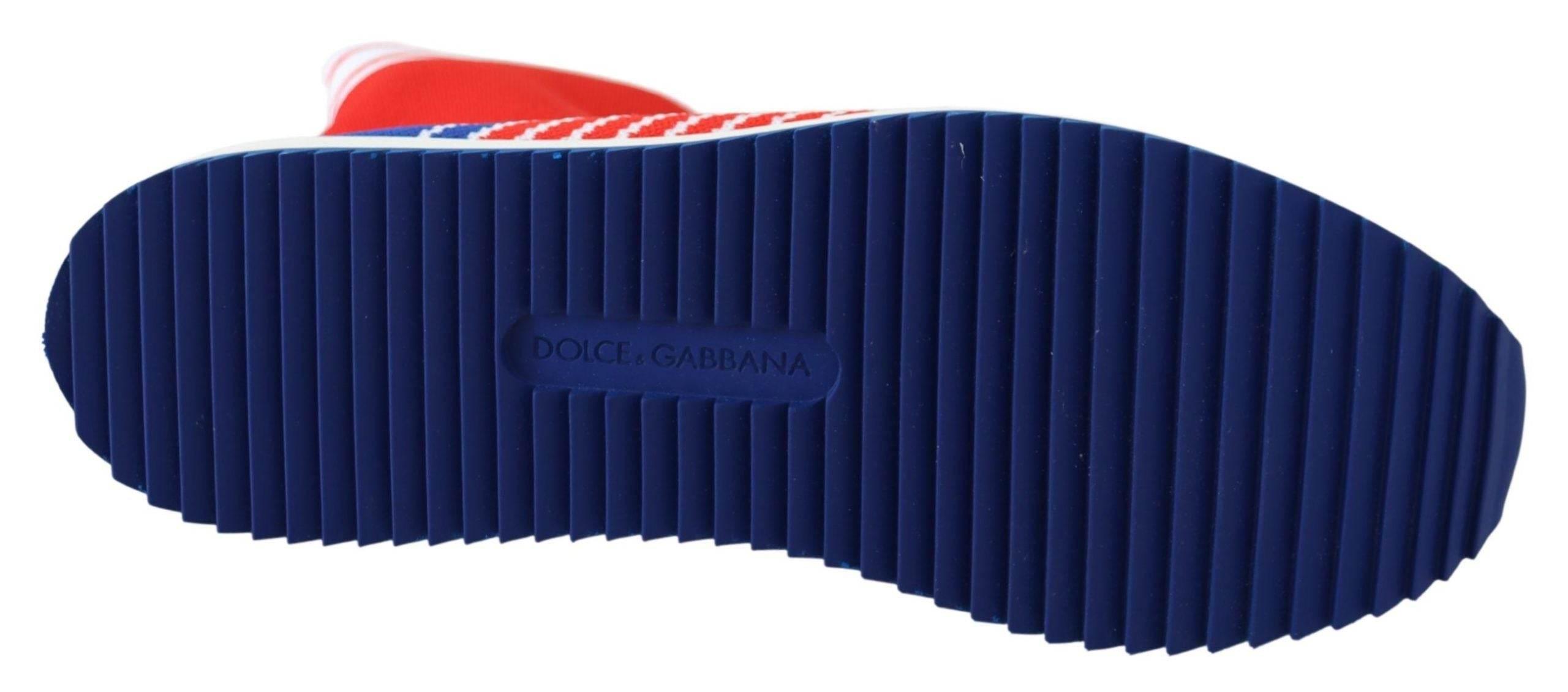 Dolce & Gabbana Blue Red Sorrento Logo Sneakers Socks Shoes - Hilstor