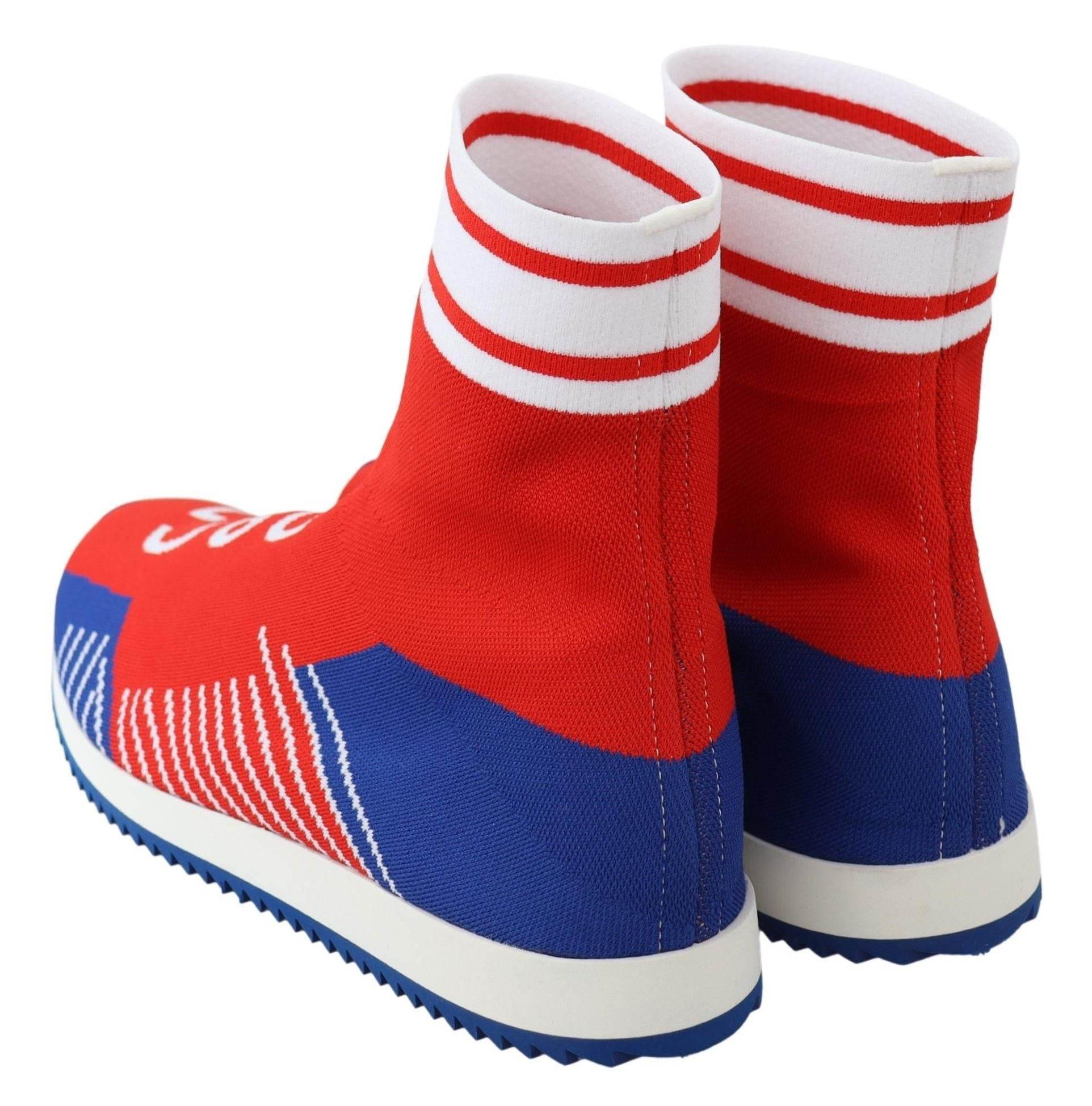 Dolce & Gabbana Blue Red Sorrento Logo Sneakers Socks Shoes - Hilstor
