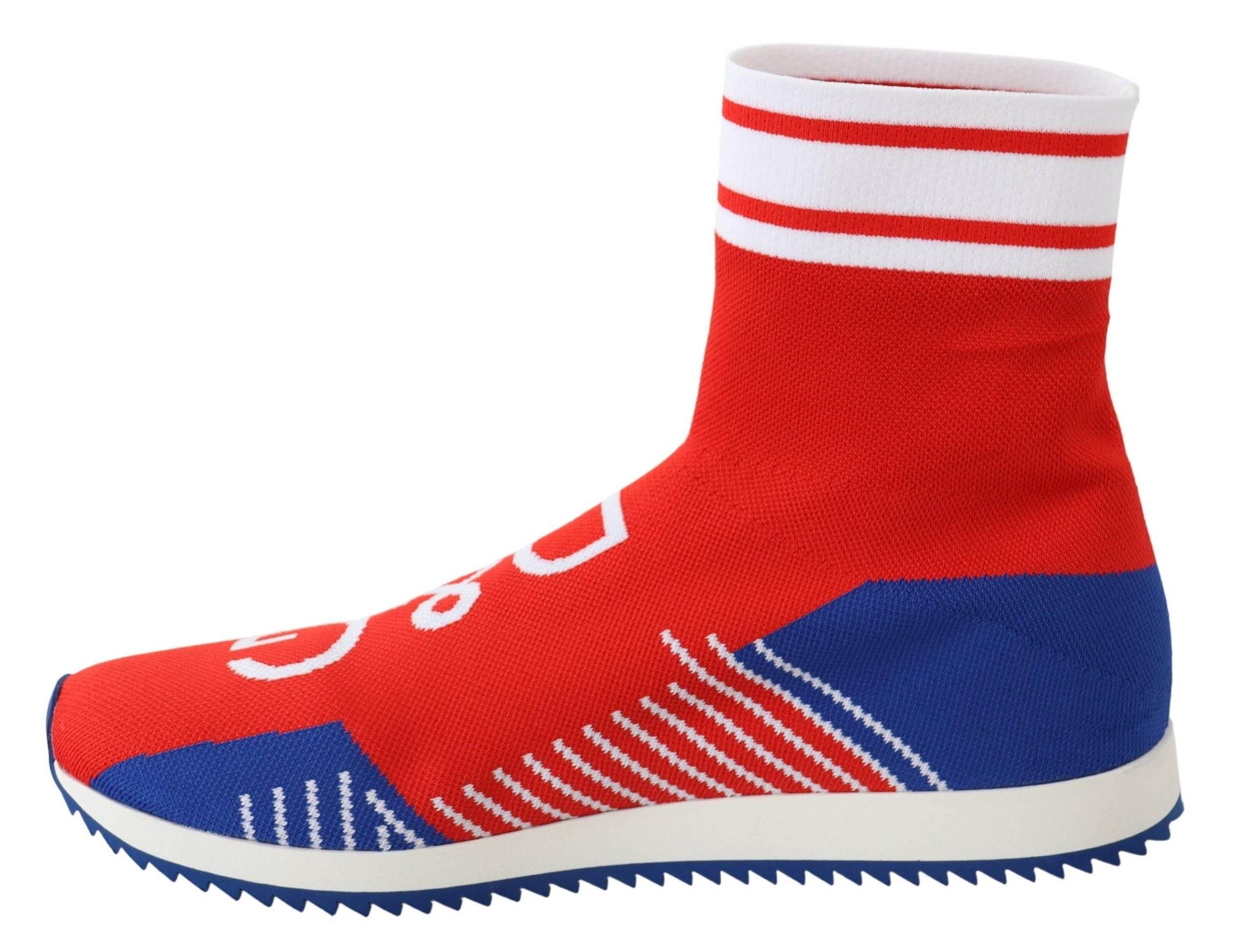 Dolce & Gabbana Blue Red Sorrento Logo Sneakers Socks Shoes - Hilstor