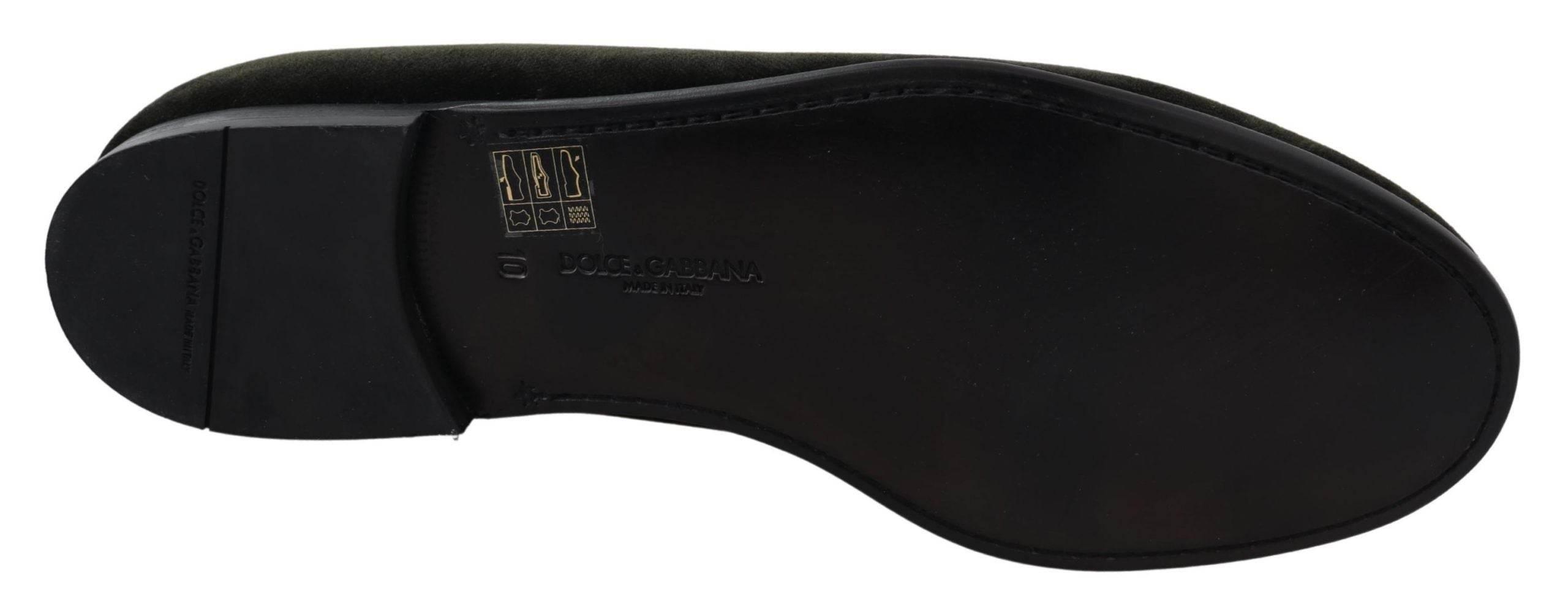 Dolce & Gabbana Elegant Green Velvet Loafers - Hilstor