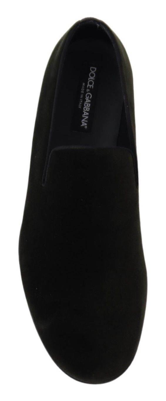 Dolce & Gabbana Elegant Green Velvet Loafers - Hilstor