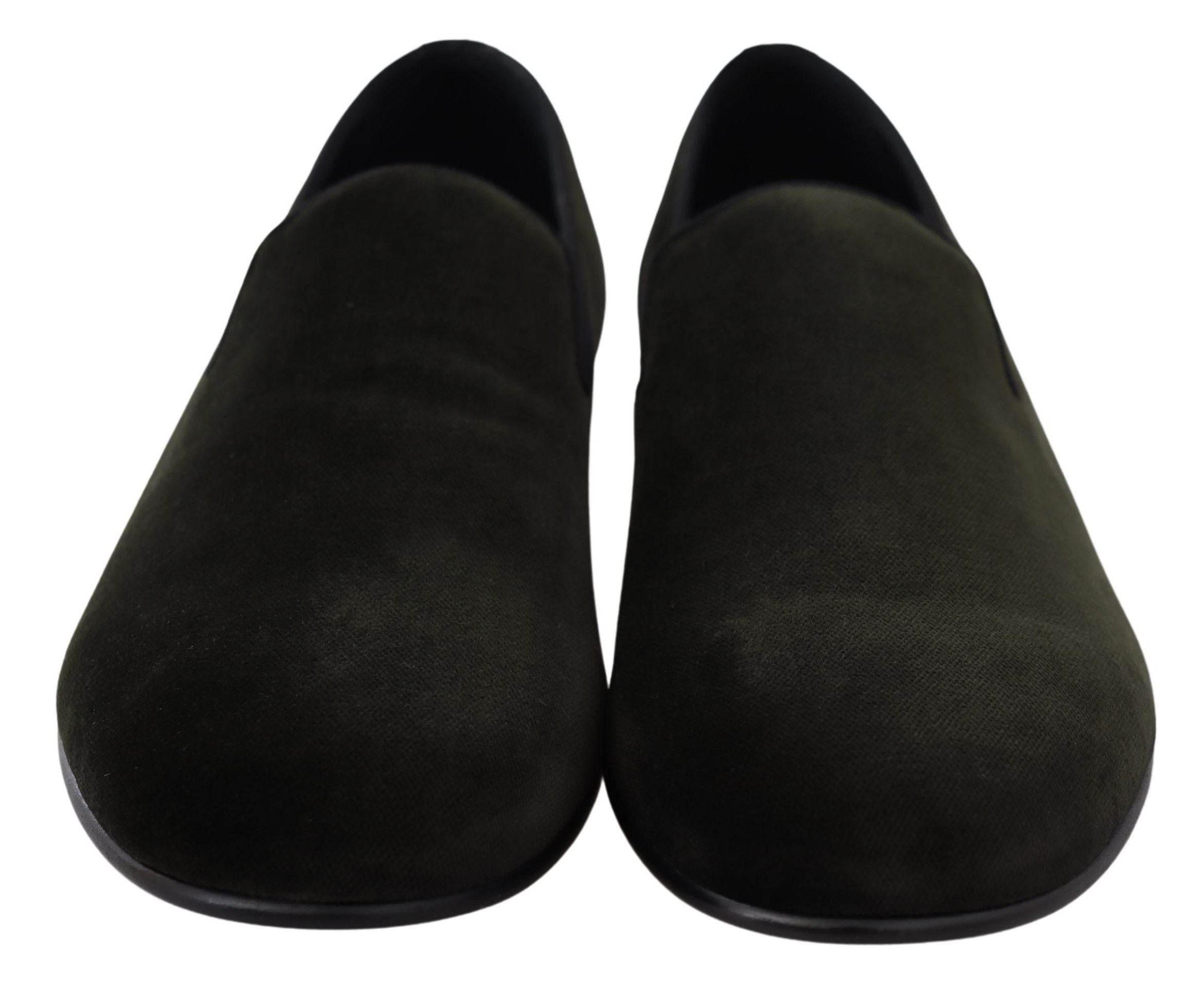 Dolce & Gabbana Elegant Green Velvet Loafers - Hilstor