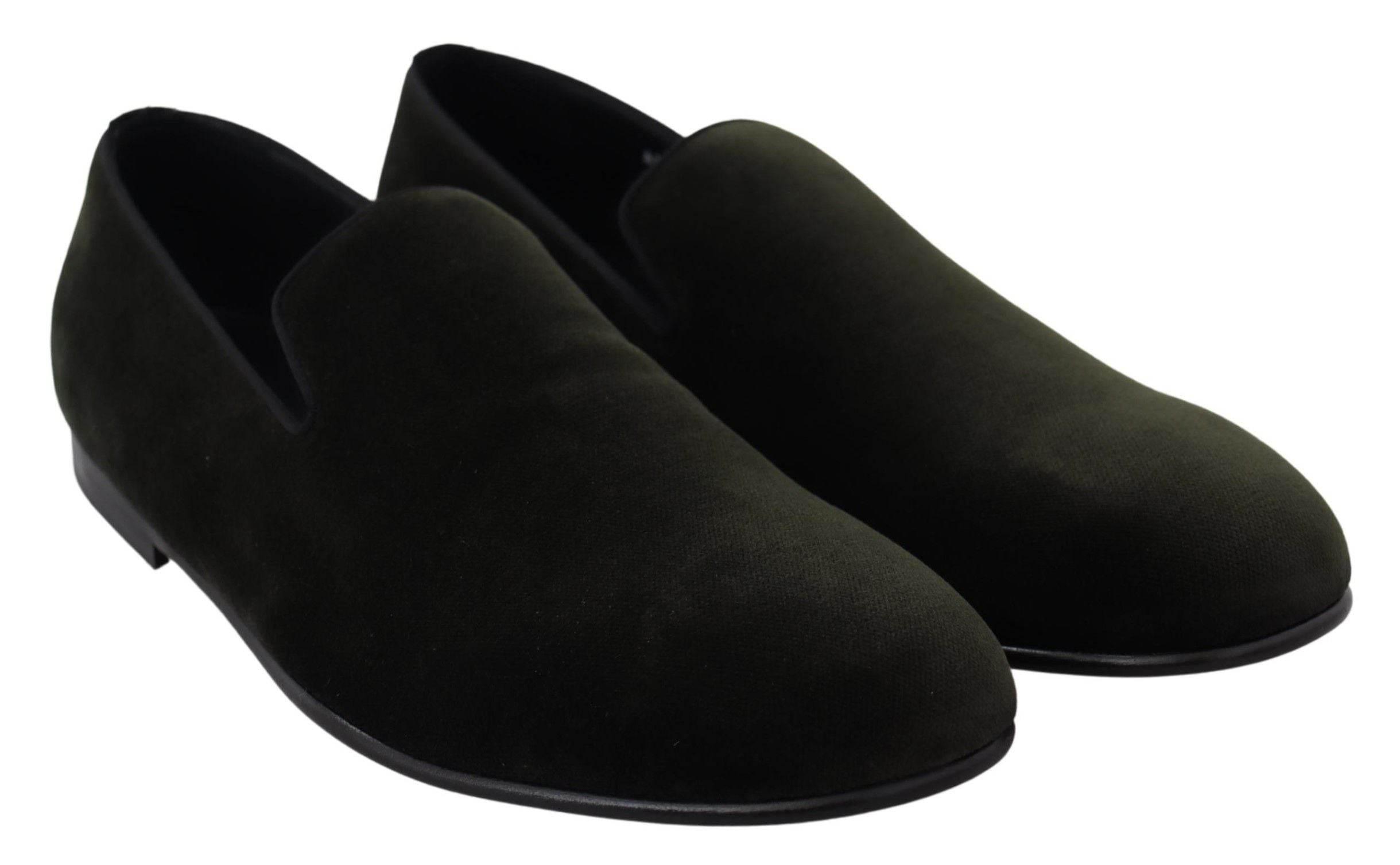 Dolce & Gabbana Elegant Green Velvet Loafers - Hilstor