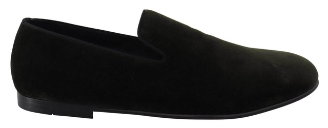 Dolce & Gabbana Elegant Green Velvet Loafers - Hilstor