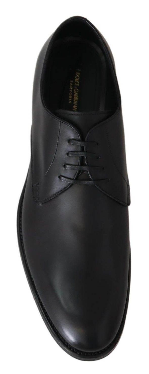 Dolce & Gabbana Elegant Black Leather Derby Dress Shoes - Hilstor