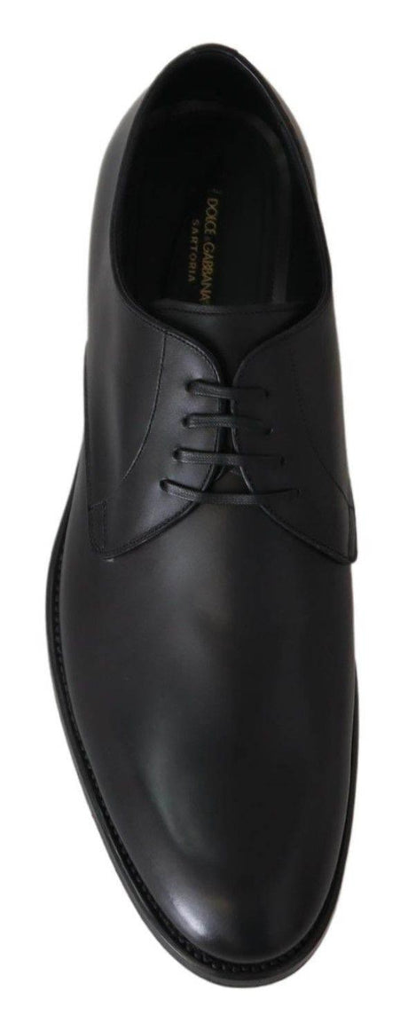 Dolce & Gabbana Elegant Black Leather Derby Dress Shoes - Hilstor