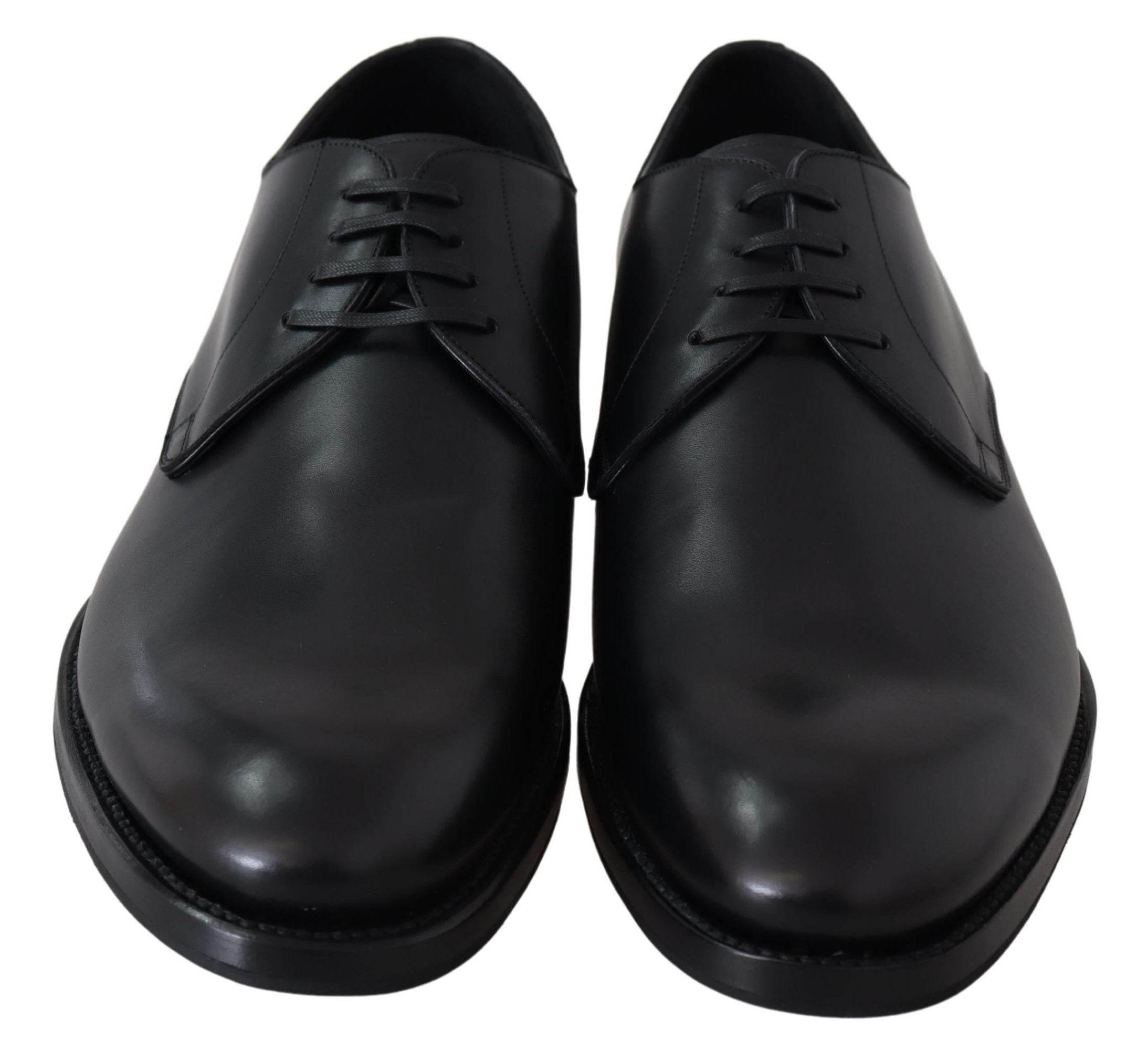 Dolce & Gabbana Elegant Black Leather Derby Dress Shoes - Hilstor