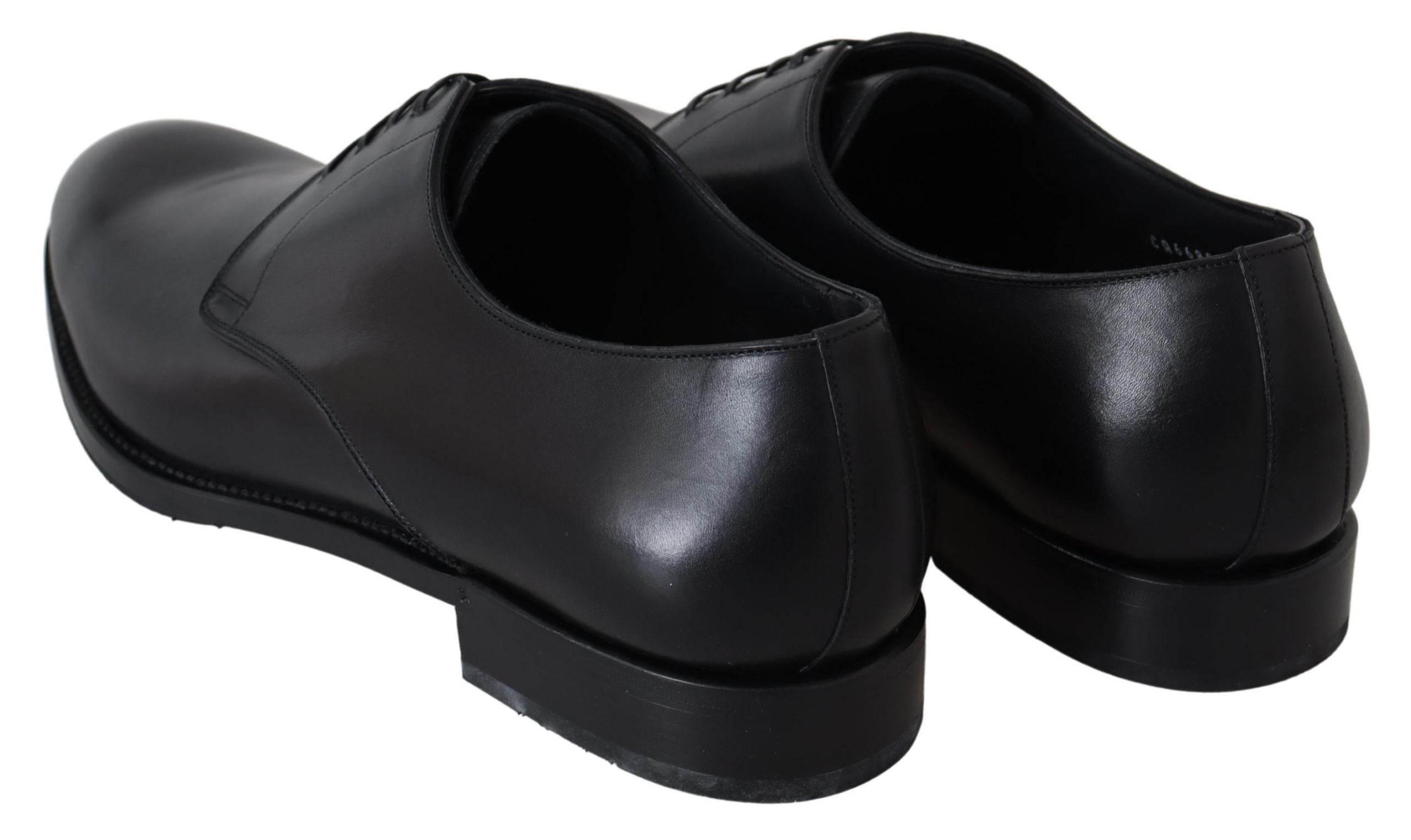 Dolce & Gabbana Elegant Black Leather Derby Dress Shoes - Hilstor