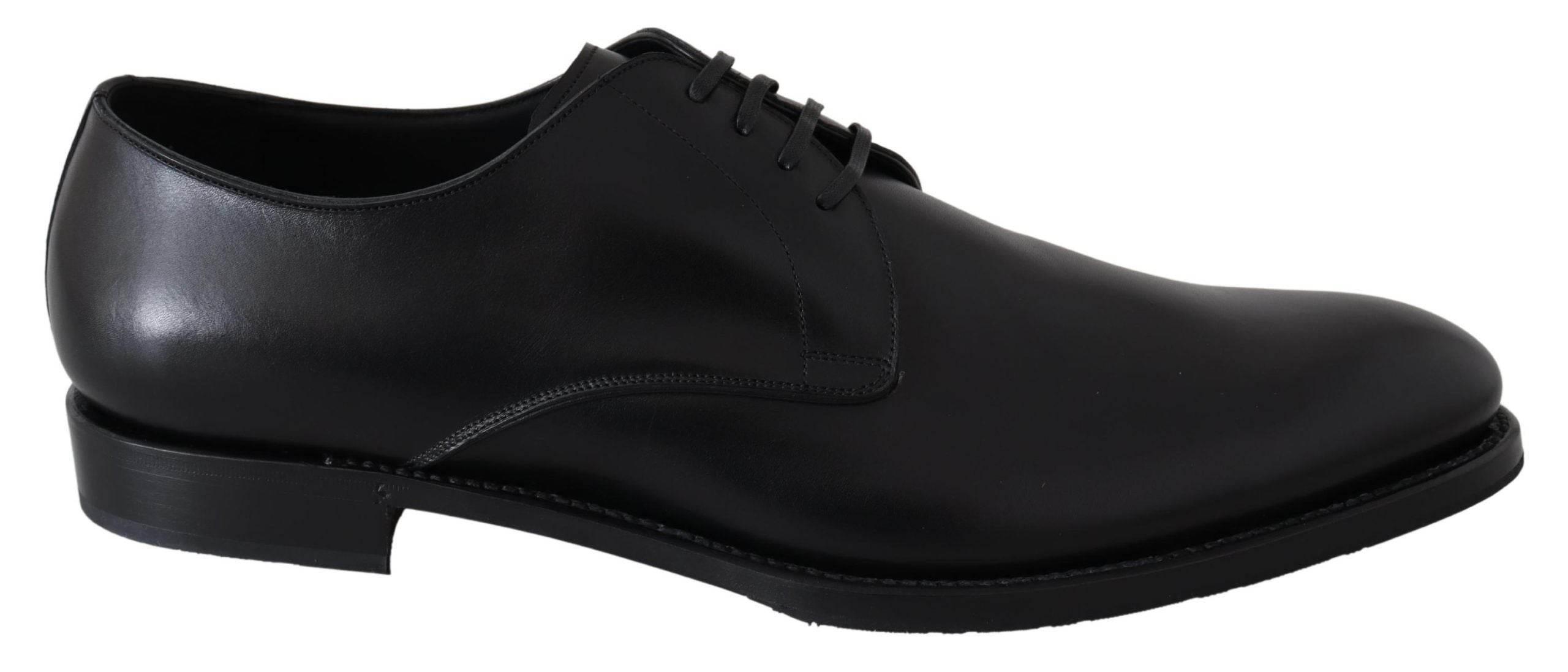 Dolce & Gabbana Elegant Black Leather Derby Dress Shoes - Hilstor