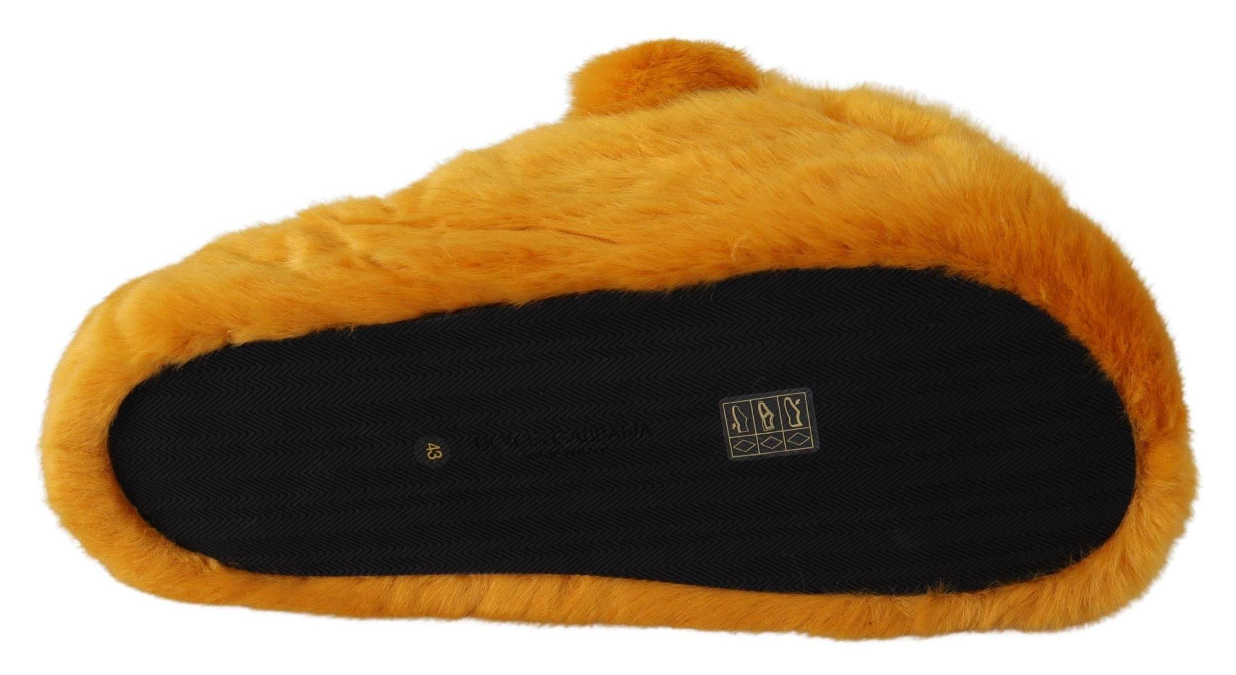 Dolce & Gabbana Sunshine Yellow Lion Slippers - Hilstor