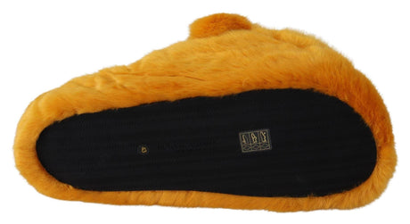 Dolce & Gabbana Sunshine Yellow Lion Slippers - Hilstor