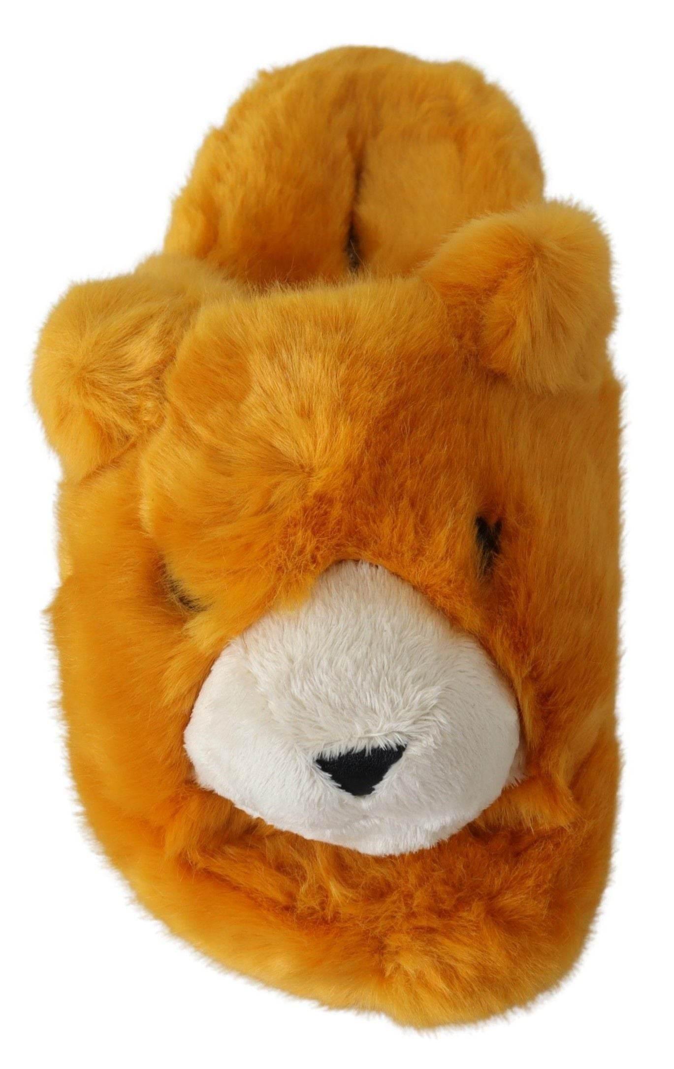 Dolce & Gabbana Sunshine Yellow Lion Slippers - Hilstor