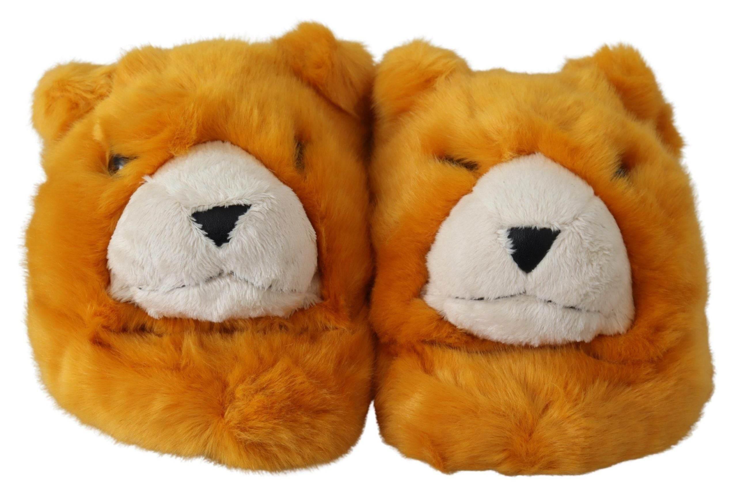 Dolce & Gabbana Sunshine Yellow Lion Slippers - Hilstor