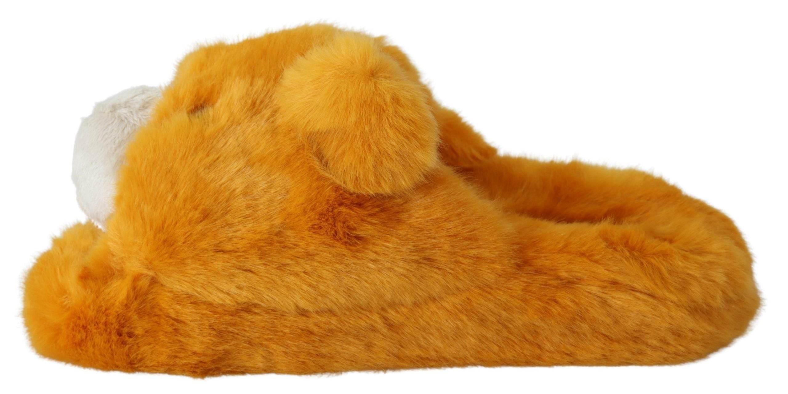 Dolce & Gabbana Sunshine Yellow Lion Slippers - Hilstor