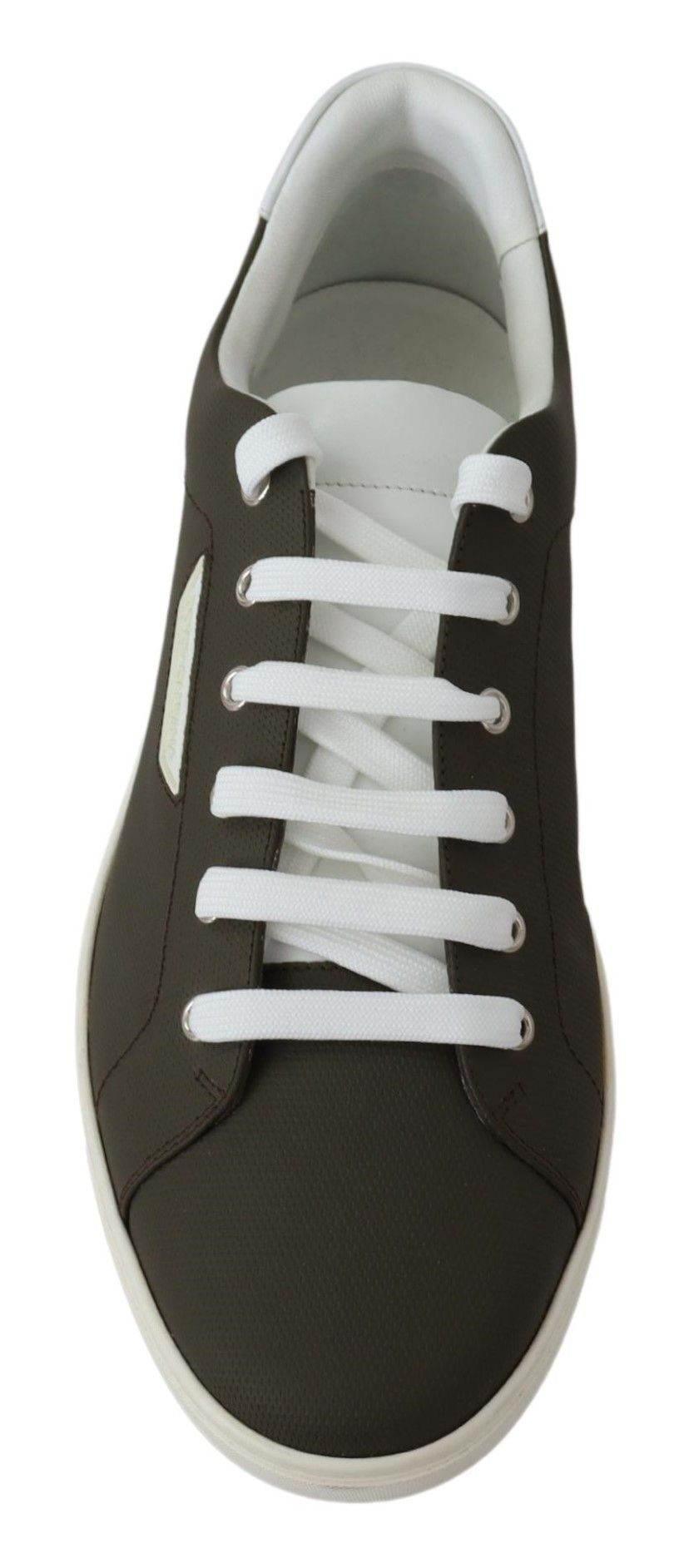 Dolce & Gabbana White Green Leather Low Top Sneakers Shoes - Hilstor