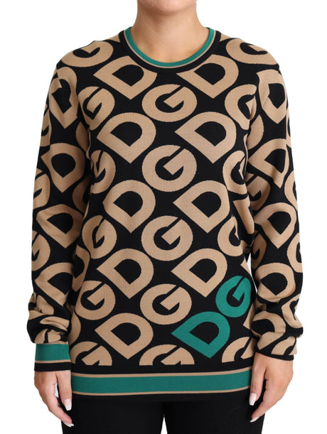 Dolce & Gabbana Multicolor DG Mania Wool Crewneck Pullover Sweater - Hilstor