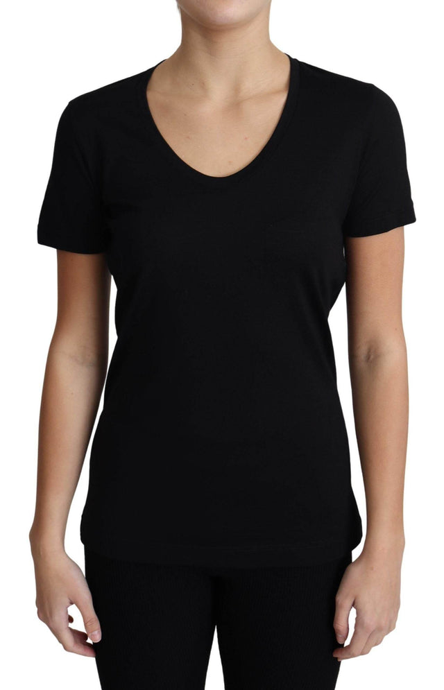 Dolce & Gabbana Black Wool Round Neck Short Sleeves T-shirt - Hilstor