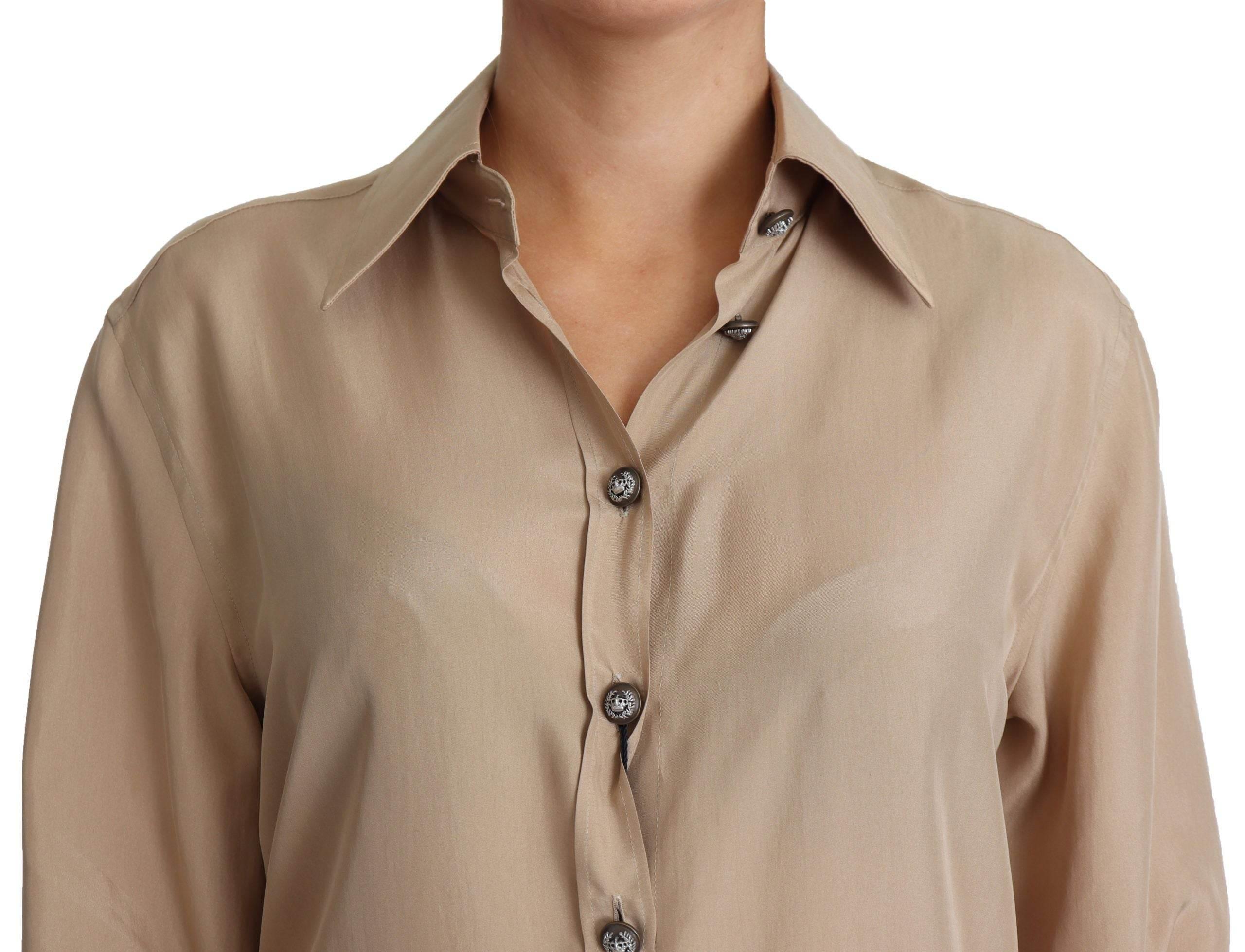 Dolce & Gabbana Elegant Beige Silk Shirt - Hilstor