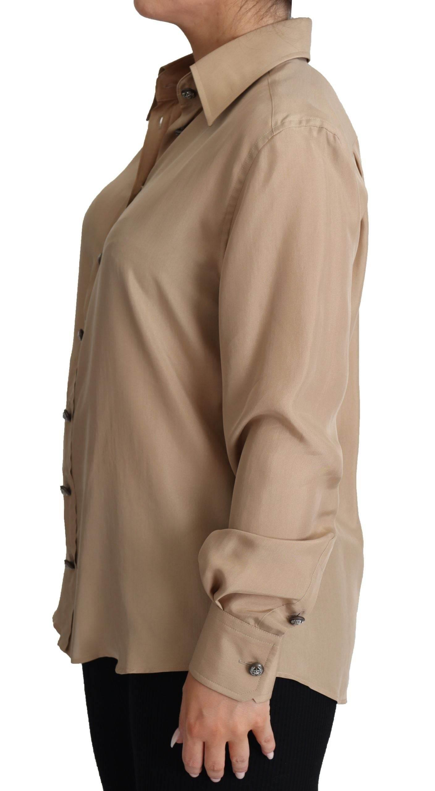 Dolce & Gabbana Elegant Beige Silk Shirt - Hilstor