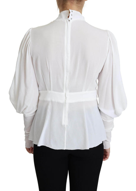 Dolce & Gabbana Elegant Snow-White Viscose Blouse - Hilstor