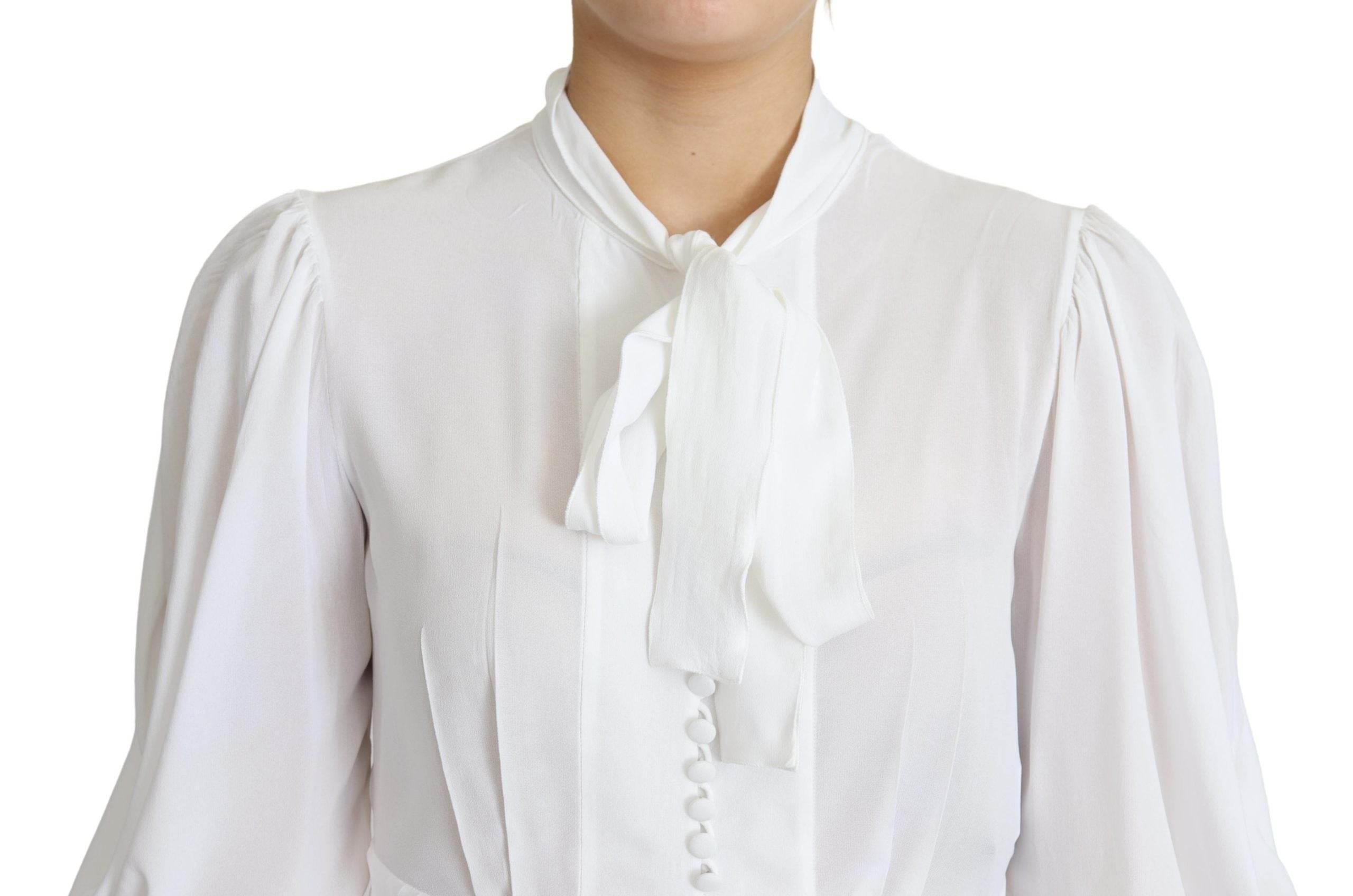 Dolce & Gabbana Elegant Snow-White Viscose Blouse - Hilstor