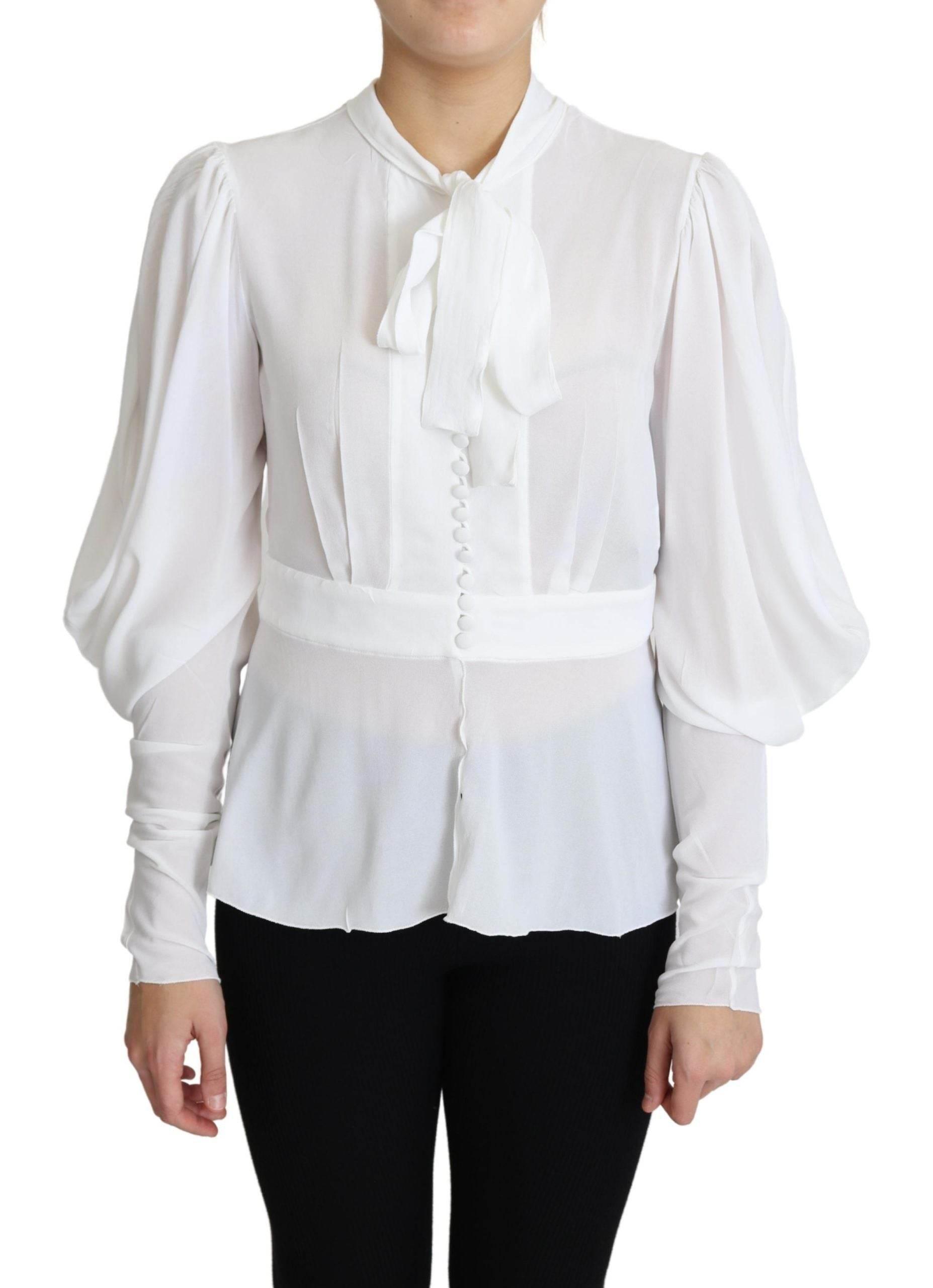 Dolce & Gabbana Elegant Snow-White Viscose Blouse - Hilstor