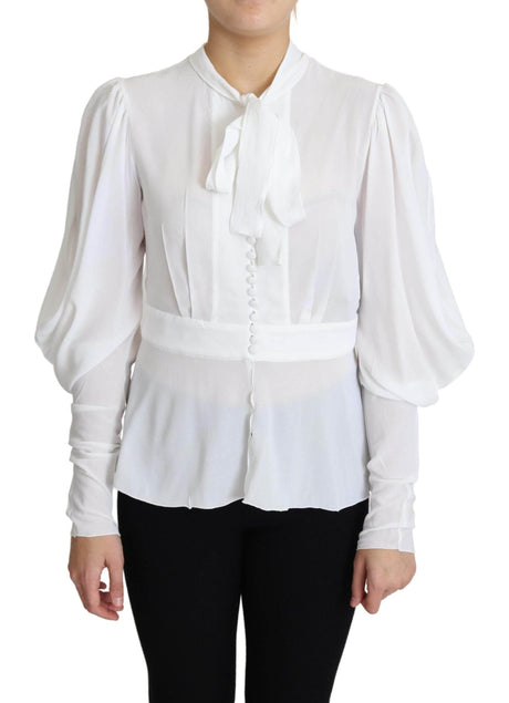 Dolce & Gabbana Elegant Snow-White Viscose Blouse - Hilstor