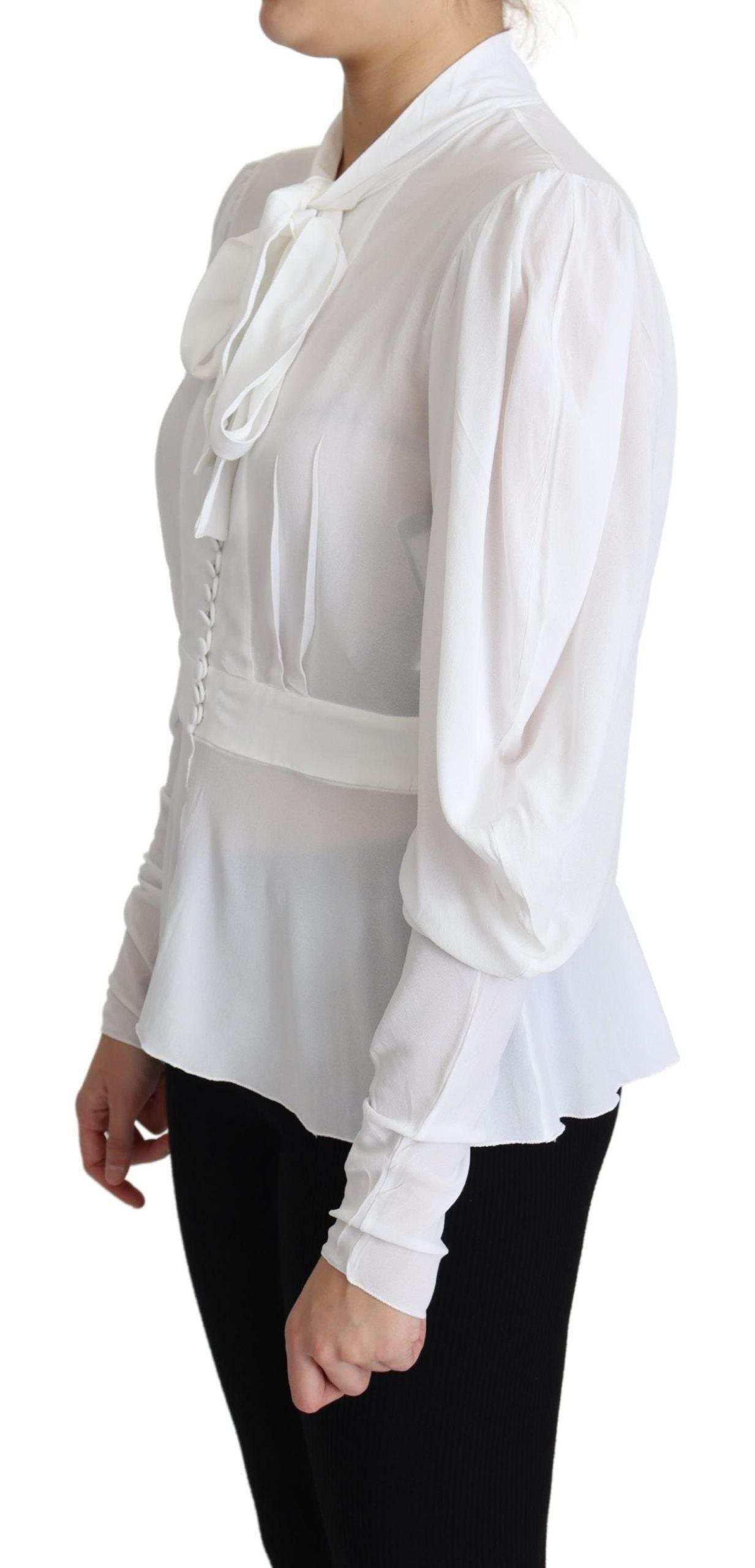 Dolce & Gabbana Elegant Snow-White Viscose Blouse - Hilstor