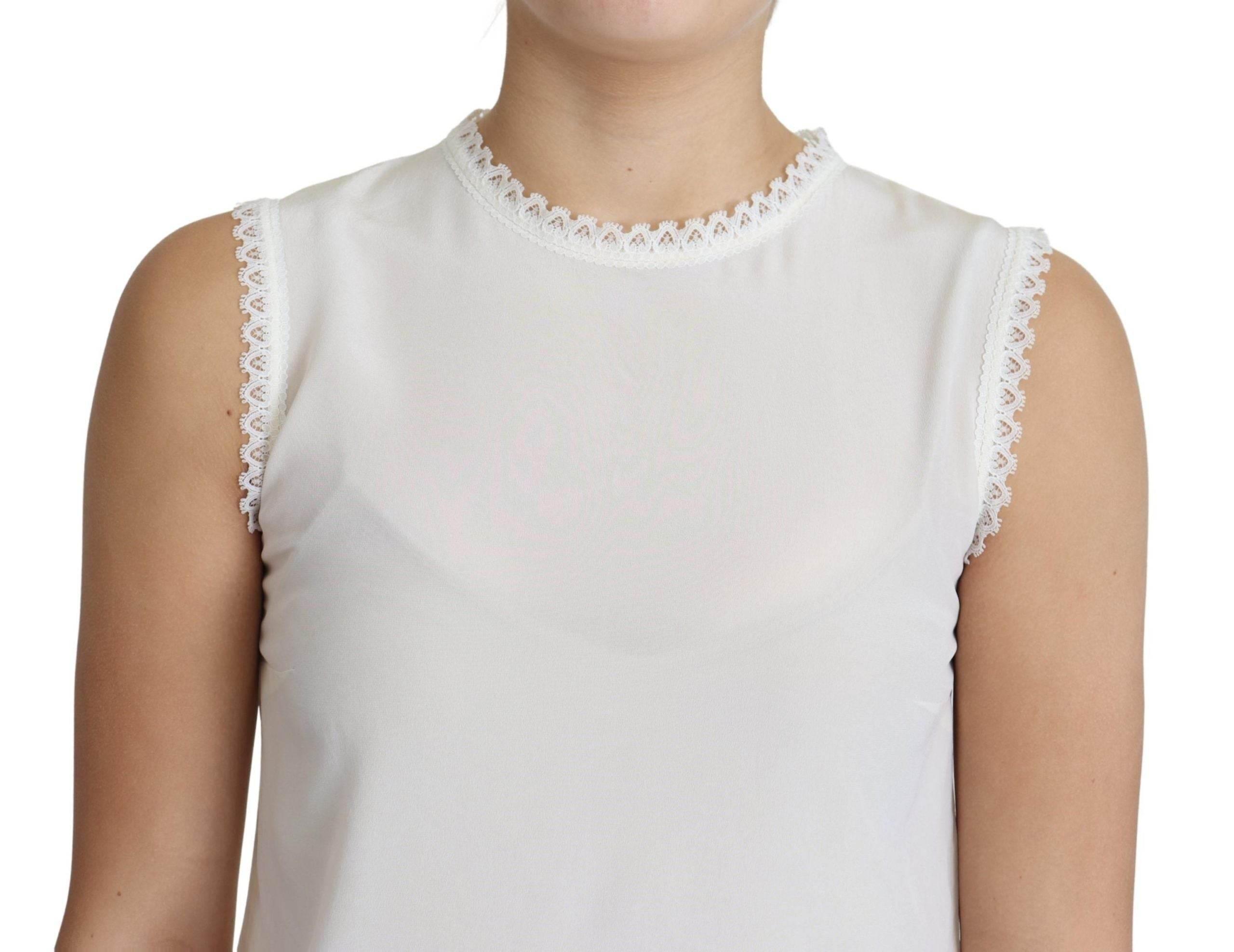 Dolce & Gabbana Elegant Silk Lace-Detailed Sleeveless Blouse - Hilstor