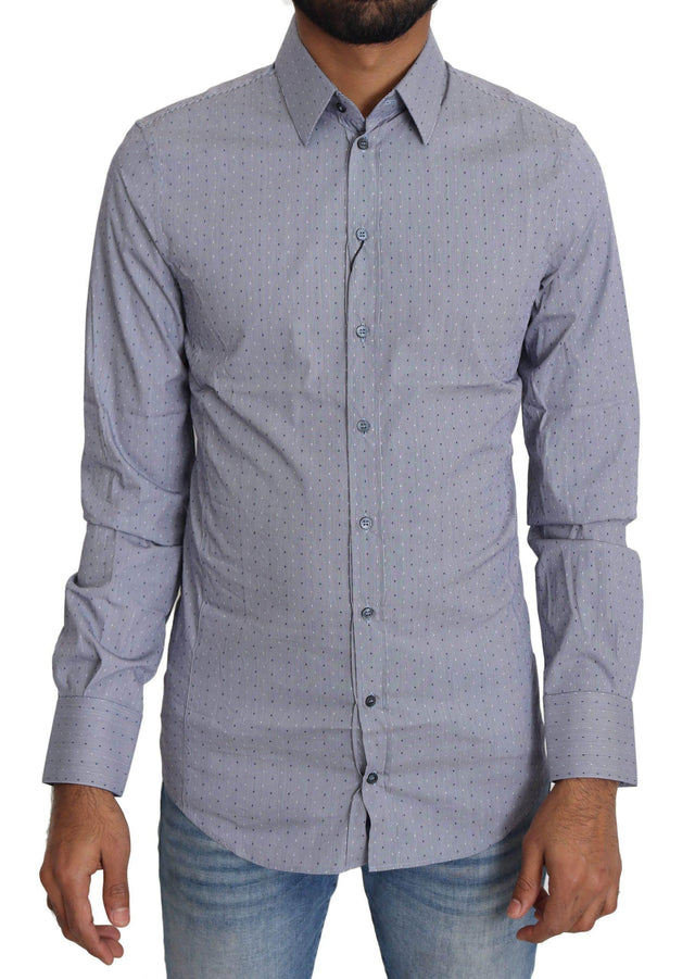 Dolce & Gabbana Sicilia Slim Fit Polka Dot Cotton Blend Shirt - Hilstor