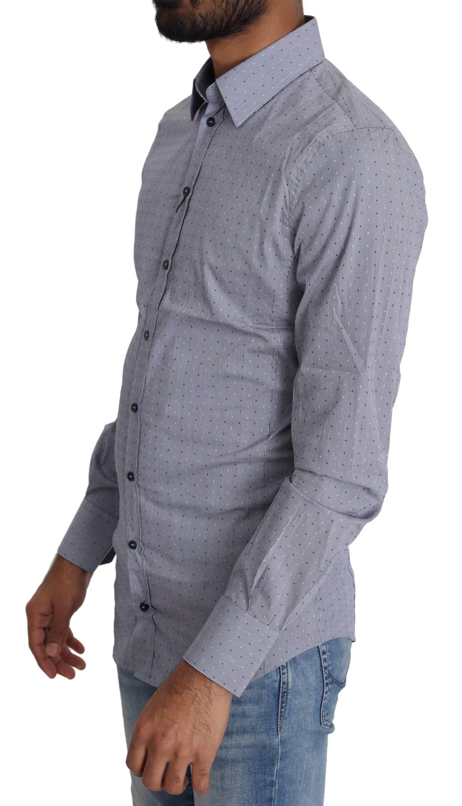 Dolce & Gabbana Sicilia Slim Fit Polka Dot Cotton Blend Shirt - Hilstor