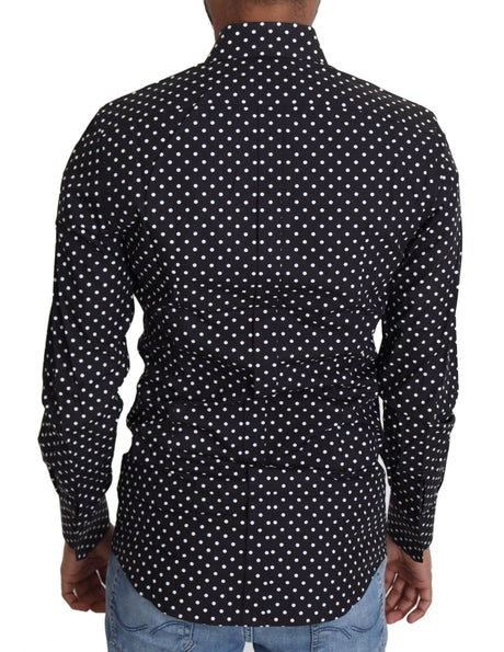 Dolce & Gabbana Elegant Polka Dot Men's Long Sleeve Shirt - Hilstor