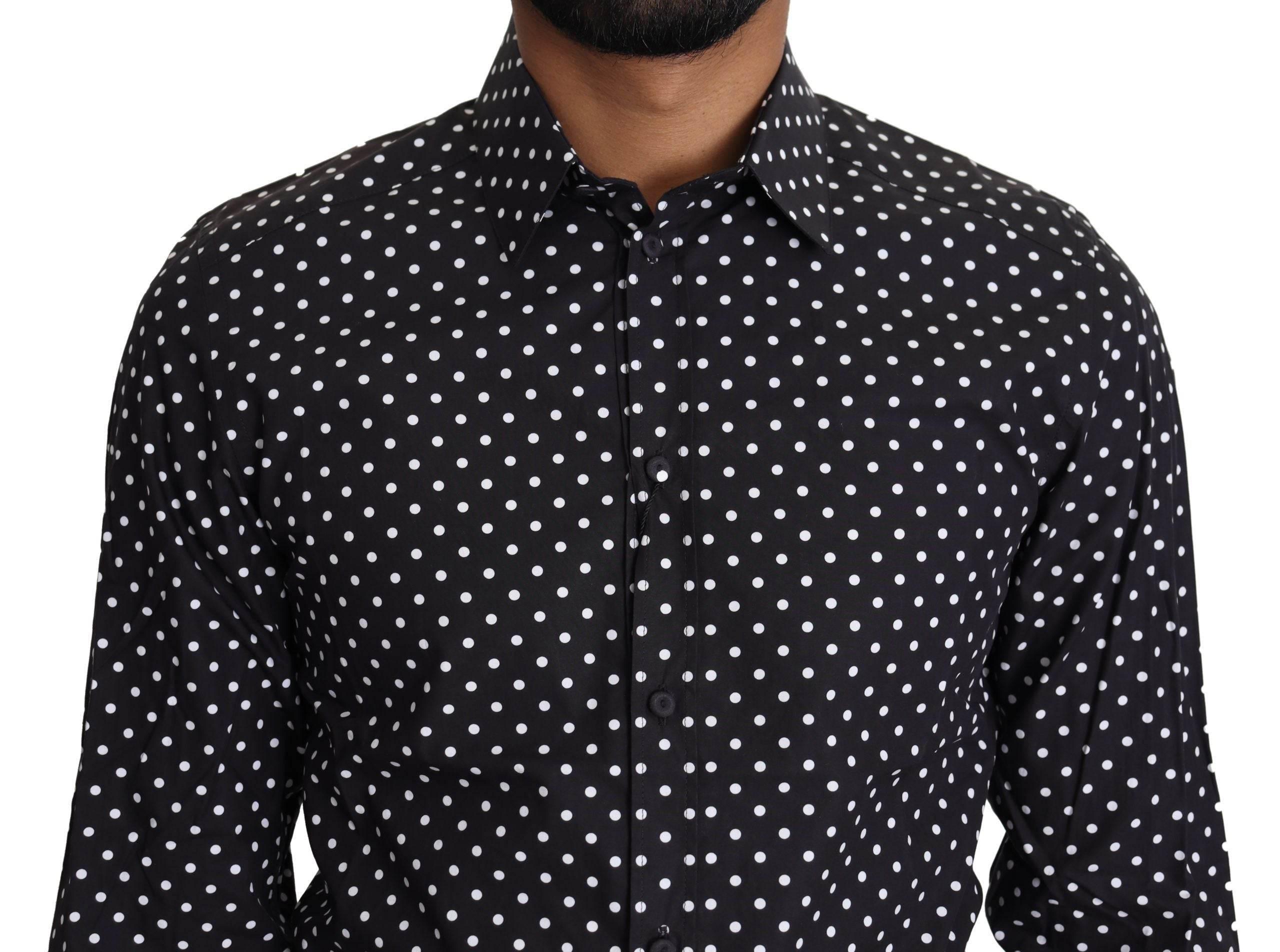 Dolce & Gabbana Elegant Polka Dot Men's Long Sleeve Shirt - Hilstor