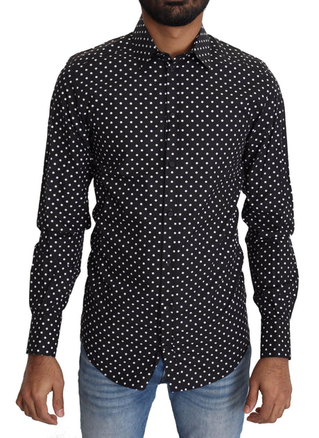 Dolce & Gabbana Elegant Polka Dot Men's Long Sleeve Shirt - Hilstor