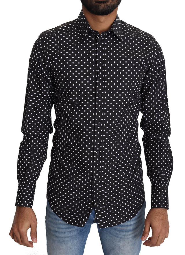 Dolce & Gabbana Elegant Polka Dot Men's Long Sleeve Shirt - Hilstor