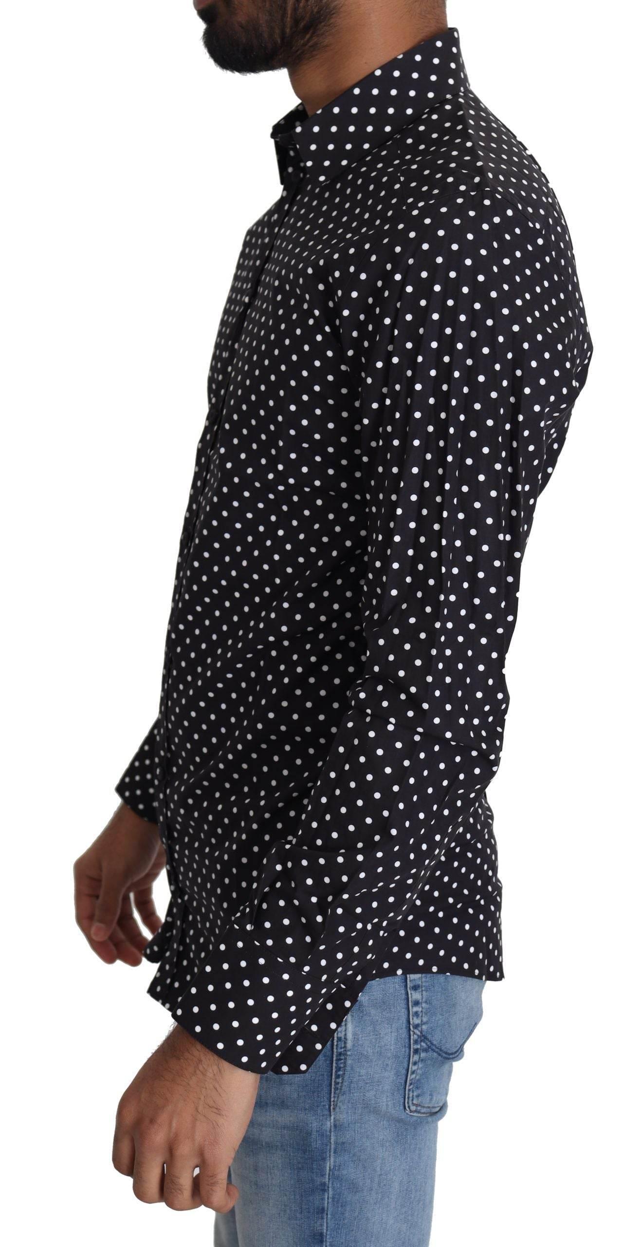 Dolce & Gabbana Elegant Polka Dot Men's Long Sleeve Shirt - Hilstor
